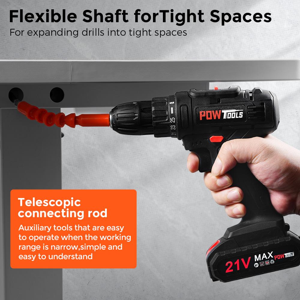 Elektrische Schraubendreher POWTOOLS - 21V - 2 Akkus Lithium + 28 Zubehör + Ladegerät