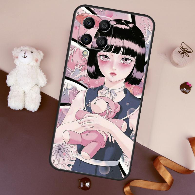 Cartoon Girl Aesthetic Case For Samsung Galaxy M06 M53 M13 M31 M11 M35 M55 M15 M56 M36 M16 M12 M32 M52 M14 M34 M54