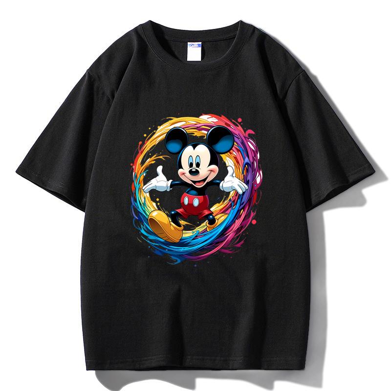 

M36 MINISO 2026 Summer Men Women Print Oversized T-shirt Casual Cotton Tee XS чёрный