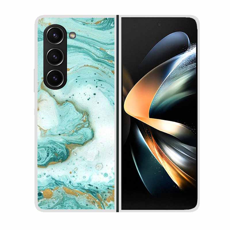 For Samsung Galaxy Z Fold 5 ZFold5 Cases Marble Transparent Shockproof Protection Hard Back Cover For Samsung Z Fold 5 5G Cases