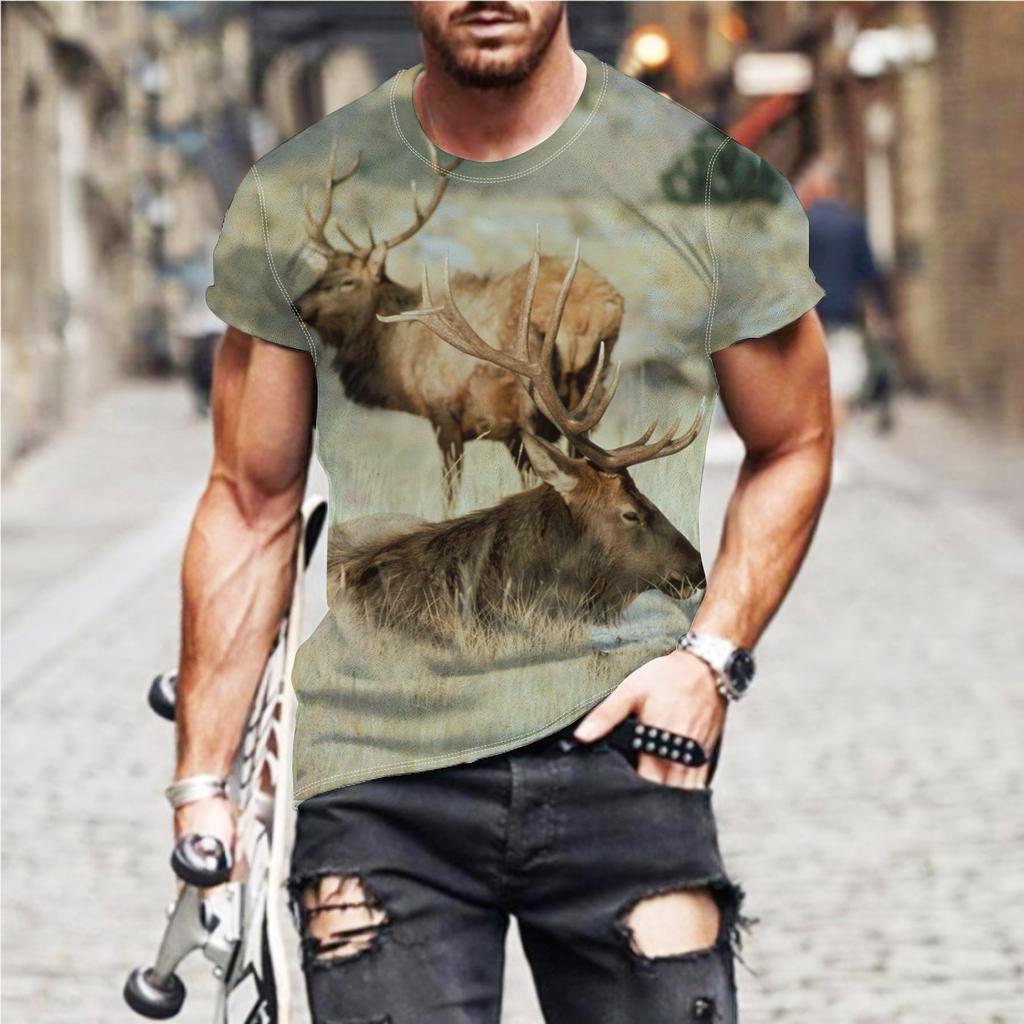 Summer Round Neck 3D Printed Top Fashionable Casual Short Sleeved Men's T-shirts