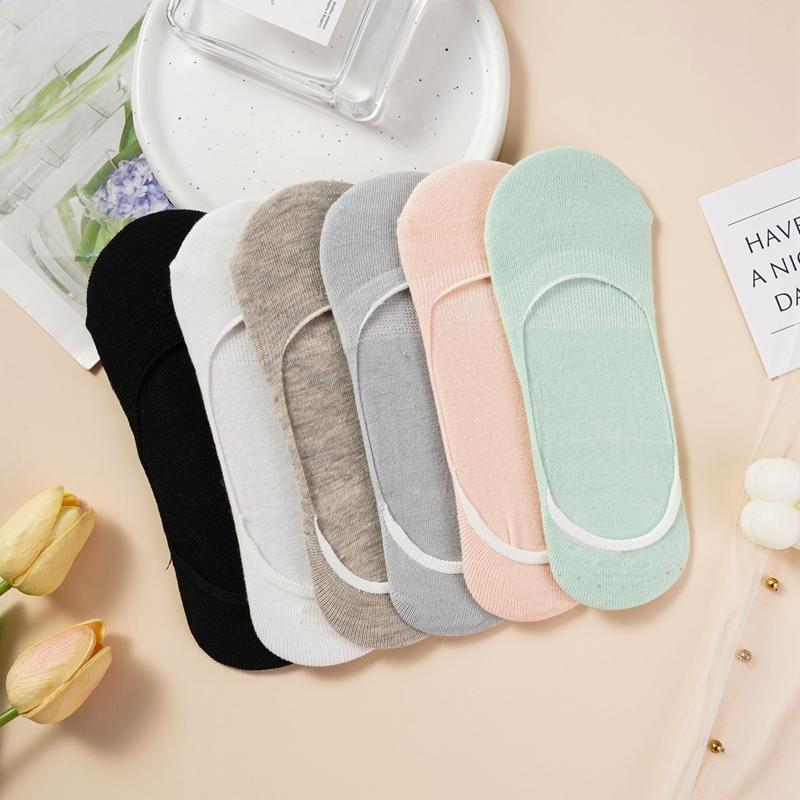 Women's Solid Color Boat Socks Heel-proof Thin Low Cut Summer Invisible Non-slip Socks