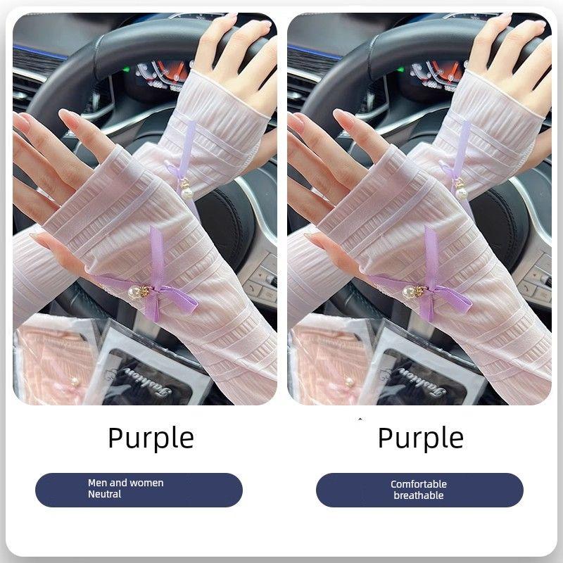 

Sun Protection Gloves Women s Thin UV Protection Summer Outdoor Driving Viscose Fiber Oversleeve Oversleeve Cycling Oversleeves Purple 2 pairs
