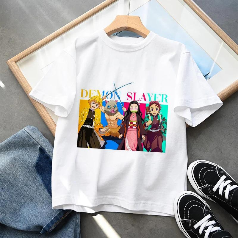 Plus Size Demon Slayer Anime Printed Men and Women Tshirt Casual Parent Child Top Fashion Cotton Summer Y2K Street Harajuku
