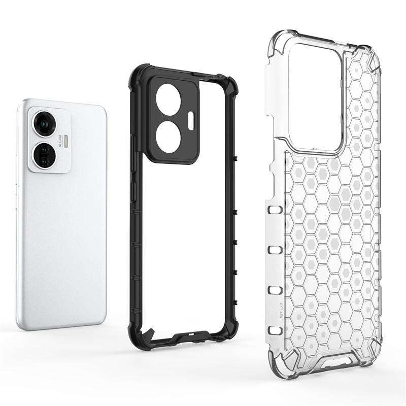 Shockproof Transparent Case For Vivo T1 Snapdragon 680 Honeycomb Armor Case Vivo T1 Snapdragon 680 Case Cover For Vivo T1 44W