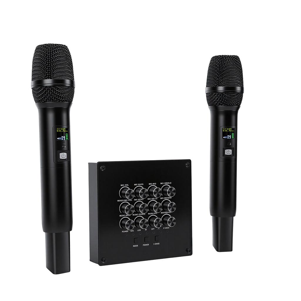 Wireless Microphone Karaoke Mixer System Dual Handheld Wireless Microphone for Sound Card Speaker Instrument