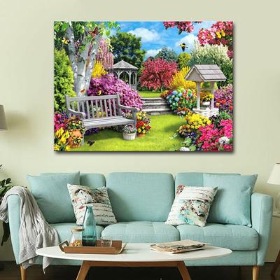 5D-Diamant-Stickerei, Gartenblume, volle Runde, Diamant-Mosaik, Diamant-Gemälde, Landschaft, Strasssteine