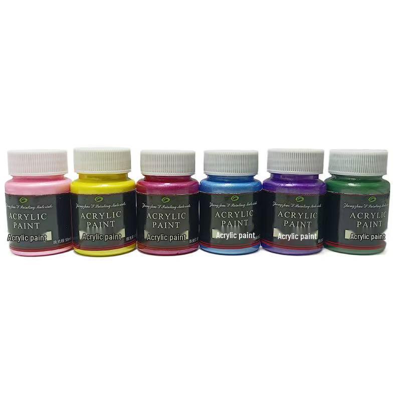 Zhongzhuo Pearlescent Metallic Acrylic Paint Set - 50ml, 12 Colors, EN71 Certified for Wall and Graffiti Art