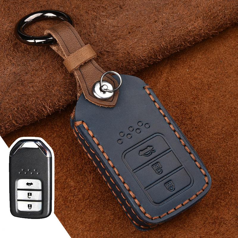 Leather Smart Remote Car Key Case Cover For Honda Vezel City Civic Jazz Brv Br-V Hrv Key Case 2Btn Car Accessories