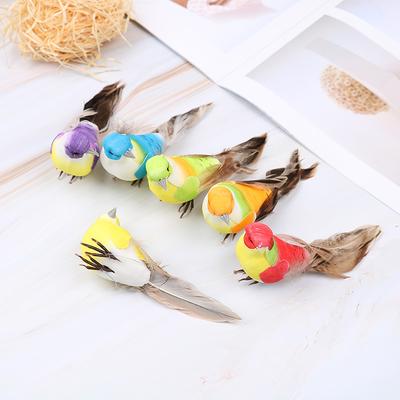 1Pc Artificial Feather Birds Nest Decorative Mini Swallows Home Garden Ornaments