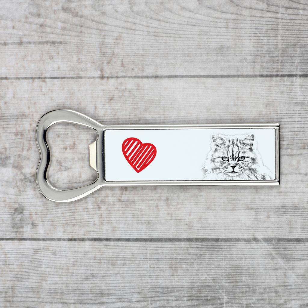 British Longhair – Bottle opener with a cat, personalized fridge opener | Art-Dog