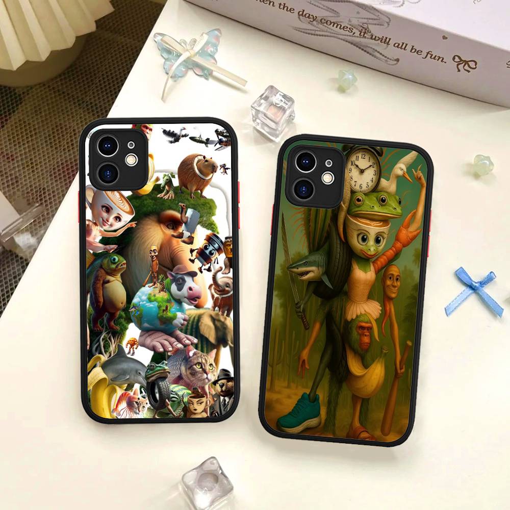 ITALIAN Brainrot Creative Animal For IPhone 11 12 13 14 15 16 Pro Max Plus Matte Translucent Phone Cover