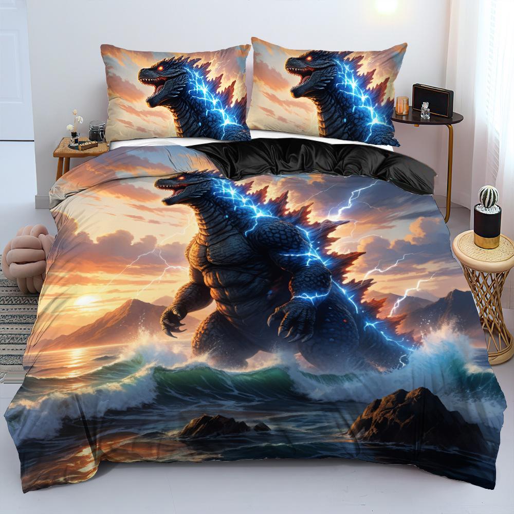 

3D Digital Printing Black Purple Dragon Three-Piece Bedding Quilt Cover 135 * 200Cm 50 * 80cm * 1 two-piece set