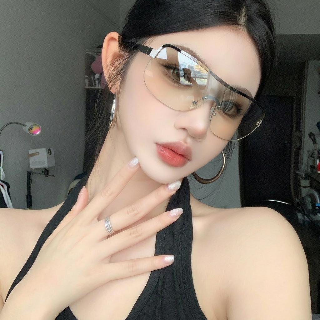 Half Rimless Sunglasses Minimalist Uv400 Glasses Unisex Sunglasses Oversized Oversized Sunglasses For Outdoor Cycling