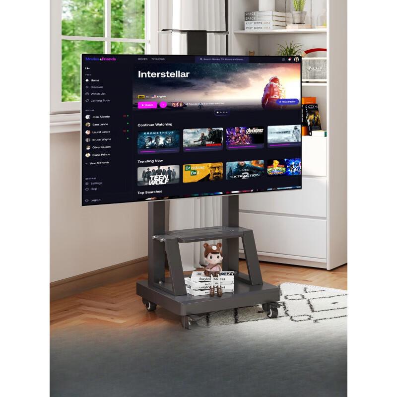 Universal Wheeled TV Stand with Double Storage Shelves