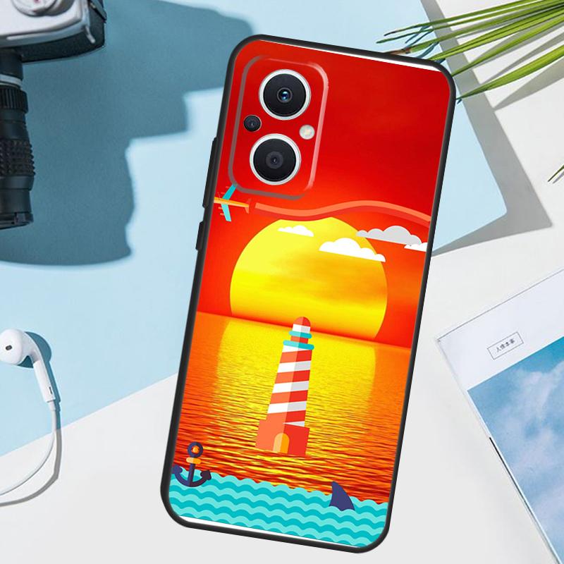 Abstract art highway lighthouse Cover For OPPO Reno 13 F 14 10 11 12 Pro 12F 11F 14F 7 8 Lite OPPO Find X8 X6 X5 X9 Pro Case