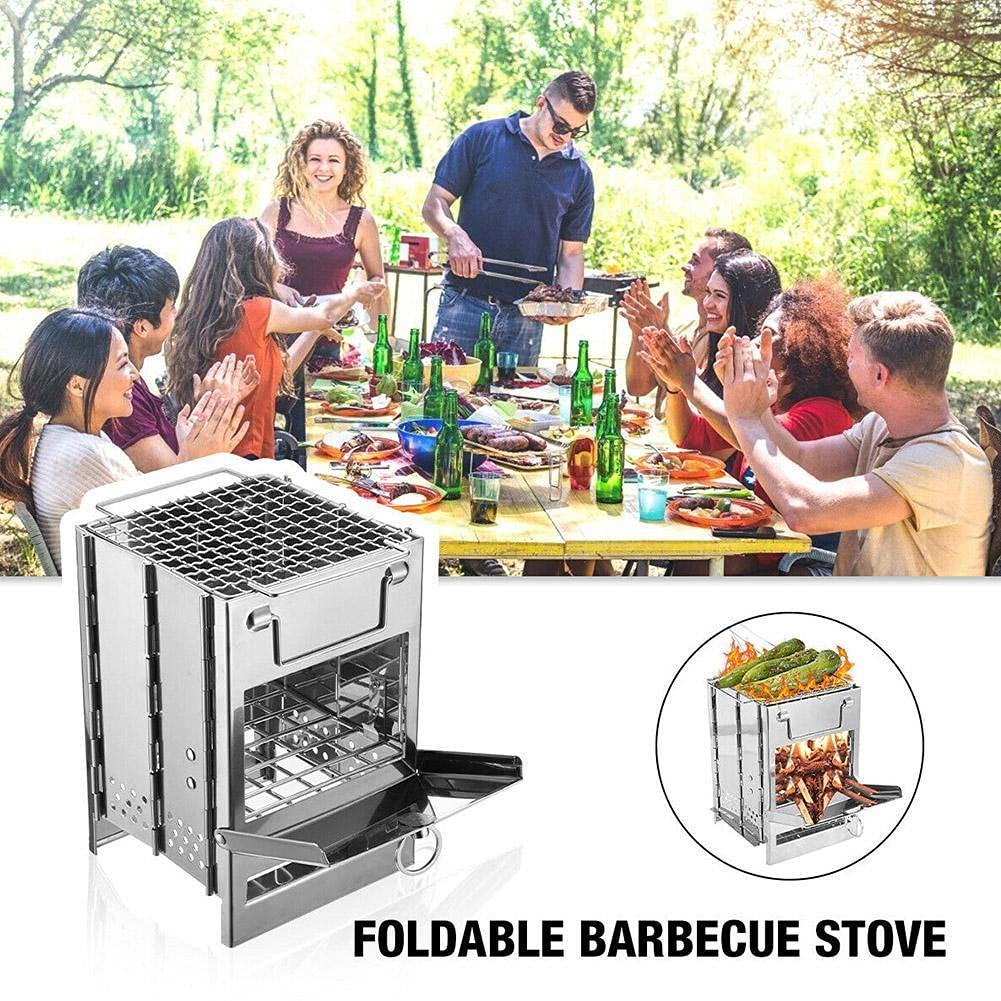 Camping Wood Burning Stove Portable Folding Camp Stove Collapsible Stove Campfire Stove for Outdoor Cooking Picnic Hiking BBQ