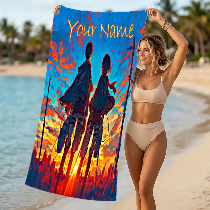 Customizable personalized beach towels Attack on Titan themed designs.Suitable for the beach, yoga, sports;ideal as beach accessories
