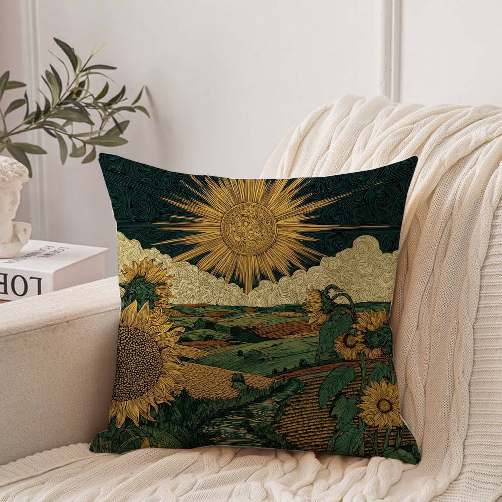 

HOT Sun Print Pillow Case Home Decor Throw For Sofa Bed Car Room Decor Gift Idea 12x12Inch