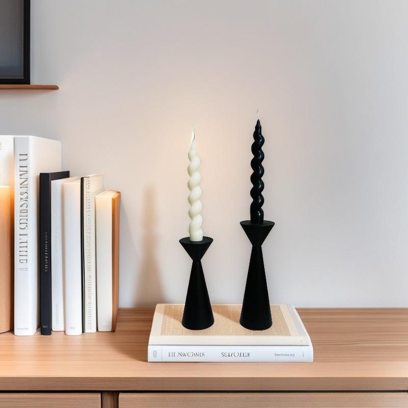 Vintage Wooden Candelabra, Geometric Living Room Decoration for Ambiance