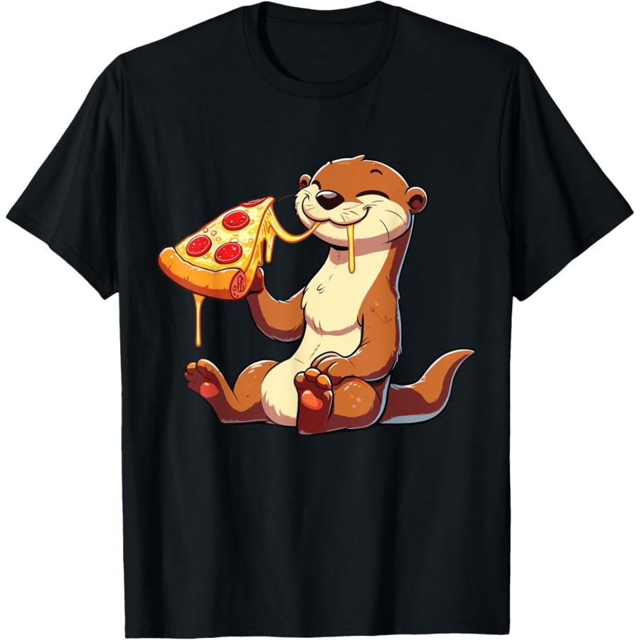 

Funny Otter eating Pizza Graphic Boys Girls Women Kids T-Shirt XXXXXL чёрный