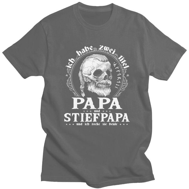 Custom Papa And Stiefpapa Viking Skull T Shirt Men Short Sleeve Dad Fathers Day Tshirt Casual Tee Pure Cotton Oversized Tshirt