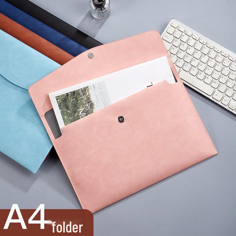 A4 Leather Office File Bag - Business Document & Contract Holder