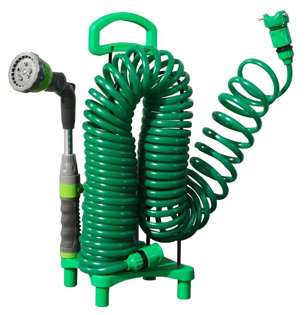 

Fujisho Garden Coil Hose with Swing Nozzle and Stand Set, Green, F7397