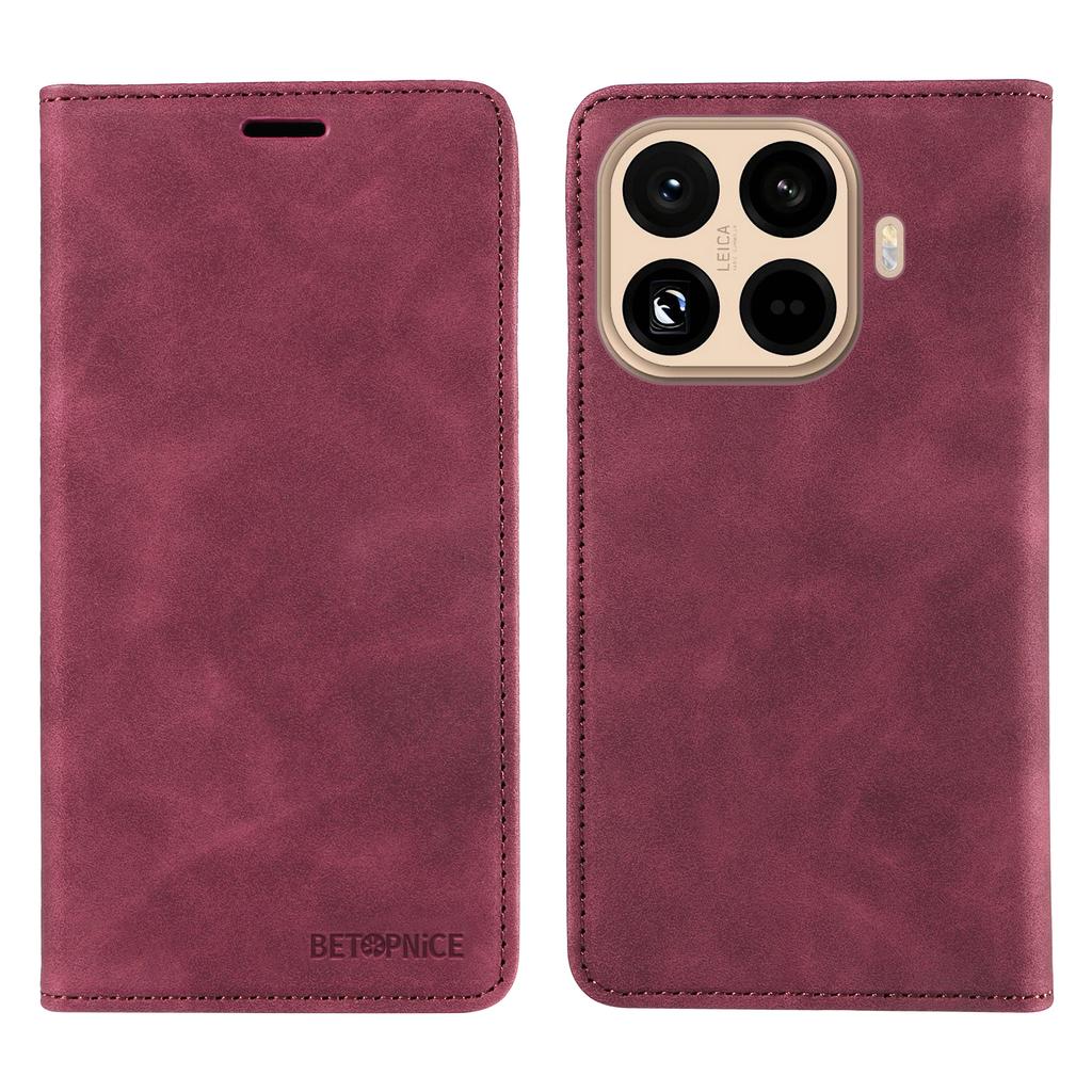 Pro pouzdro Xiaomi 15T Pro BETOPNICE Magnetické zavírání RFID blokující peněženka Stojánek Kožený kryt na telefon