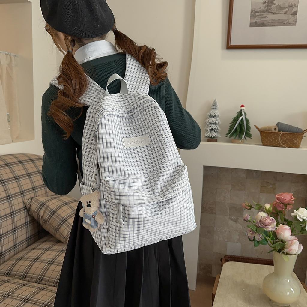 Schulrucksack hoher Wert Mori Schultasche Damen kleine frische karierte Mädchenherz Reiserucksack Koreanische Version Ins-Stil Klassenrucksack