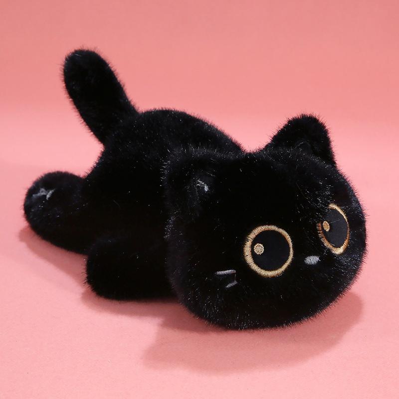 20cm Lying Big-eyed Kitten Doll Soft Stuffed Cartoon Animal Toys Small Cat Desktop Decoration