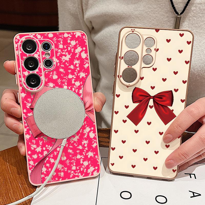 Colorful Bowknot Magnetic Phone Case For Samsung Galaxy S26 S25 Ultra S24 S23 FE A57 A17 A56 A37 A16 A35 A55 A15 A36 Back Cover