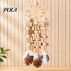 Parrot Gnawing Accessory Wooden Blocks Toy, Bird Chew Toy with Beads Pinecones, Safe Pine Cone Beak Grinding Cage for Macaws African Greys Large