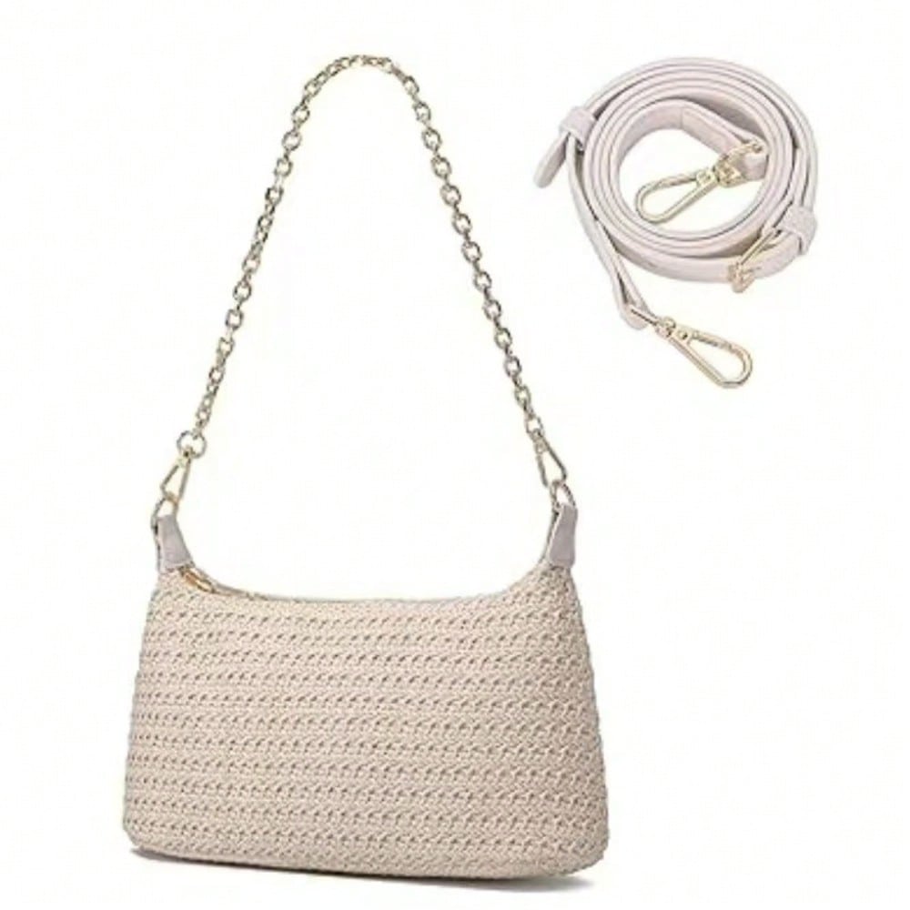 Nouveau Sac à Bandoulière Axillaire Tissé Style Étranger Petit Sac Frais Tissé en Paille Sac de Plage pour Vacances au Bord de la Mer A multicolore