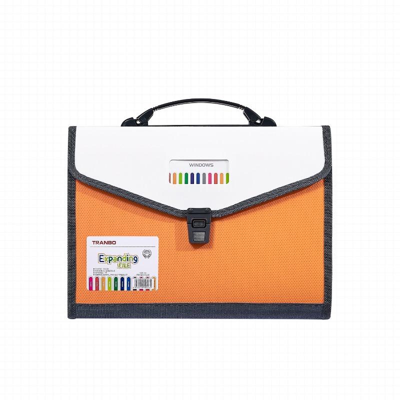 1pc Handheld Fashion Buckle 13 Grid Organ Bag, Student Subject Information Bag Storage Bag File Folder