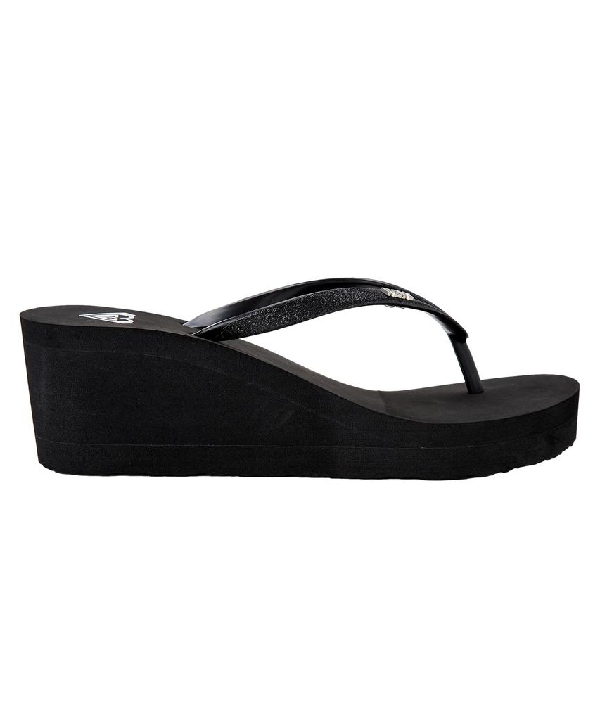 (Roxy) HORIZON Glitter Strap Wedge Sandals BLK M