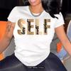 European and American Spot Printed Crew Neck T-shirt Spring and Summer Casual Short-sleeved Crew Neck Top Short-sleeved Women's T-shirt