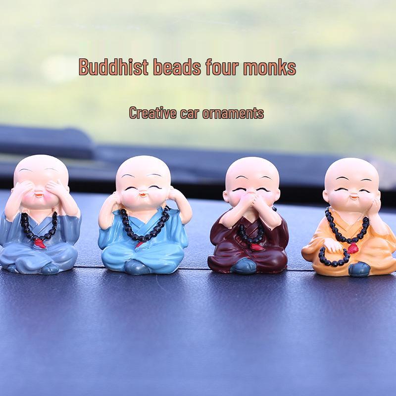 Creative Four Monks Car Ornaments: Auspicious Fruit Incense Holder for Car Interior Decorations