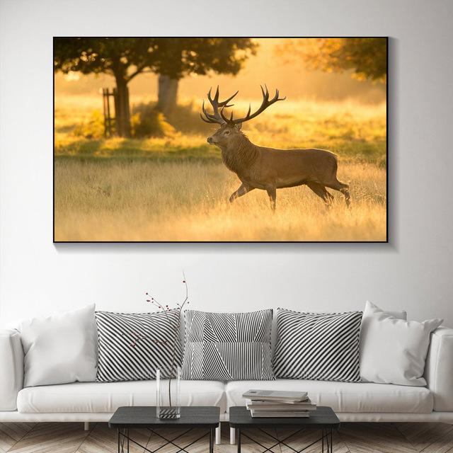 Animal Noble Deer In Winter Snow Forest Canvas Painting Posters and Prints Wall Art Pictures For Living Room Home Decor No Frame
