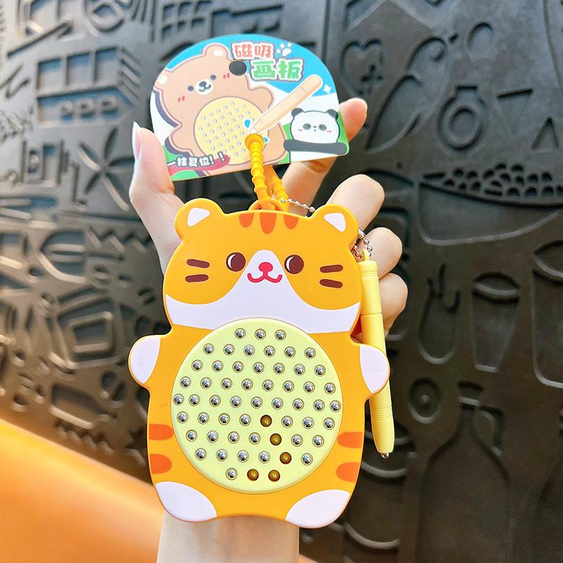 

Creative Cartoon Animal Magnetism Steel Ball Drawing Board Keychain Students Stress Relief Practical Toy Cute Drawing Board Gift