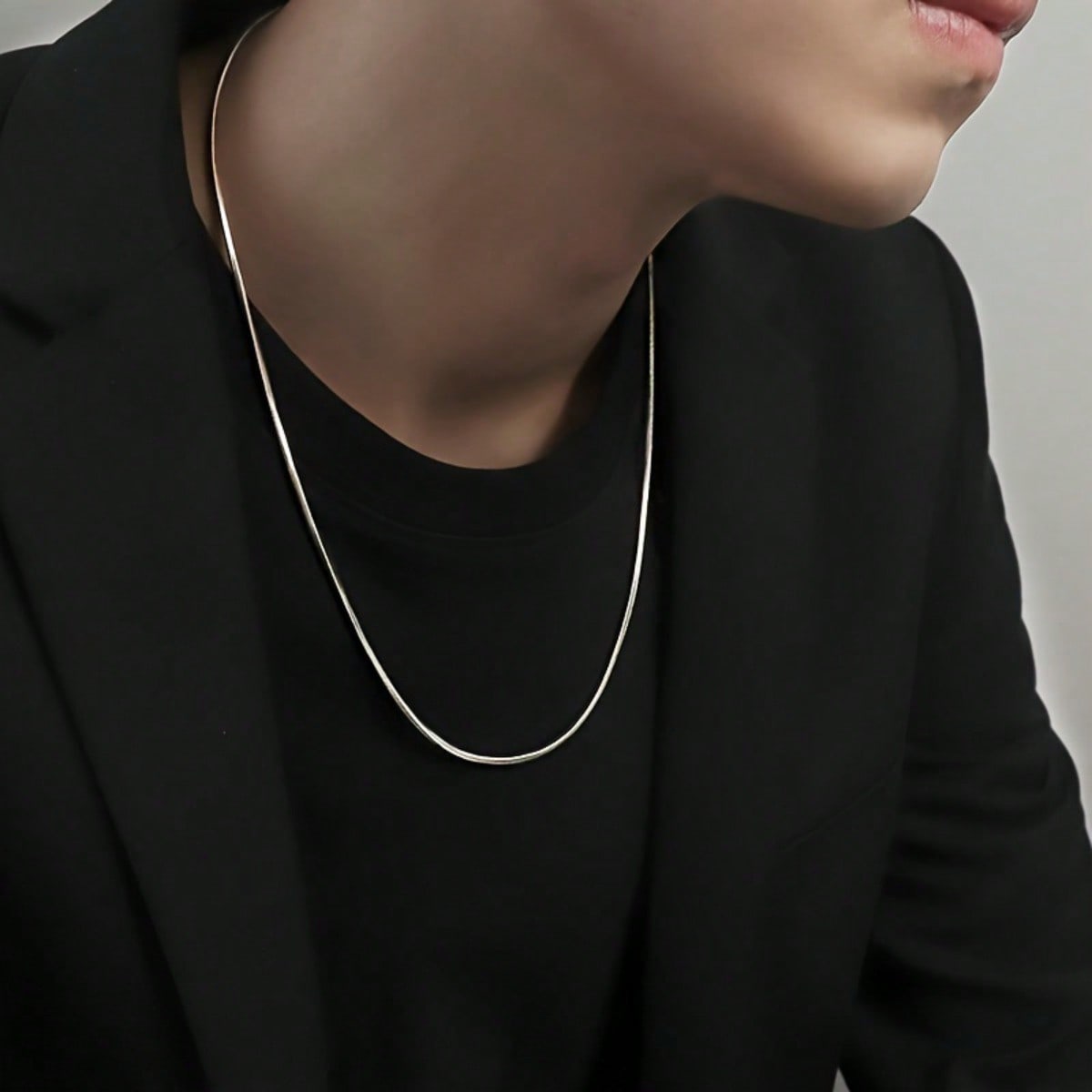 1pc Men s Stainless Steel Collarbone Chain, Hip-hop Style Necklace 20IN серебряный