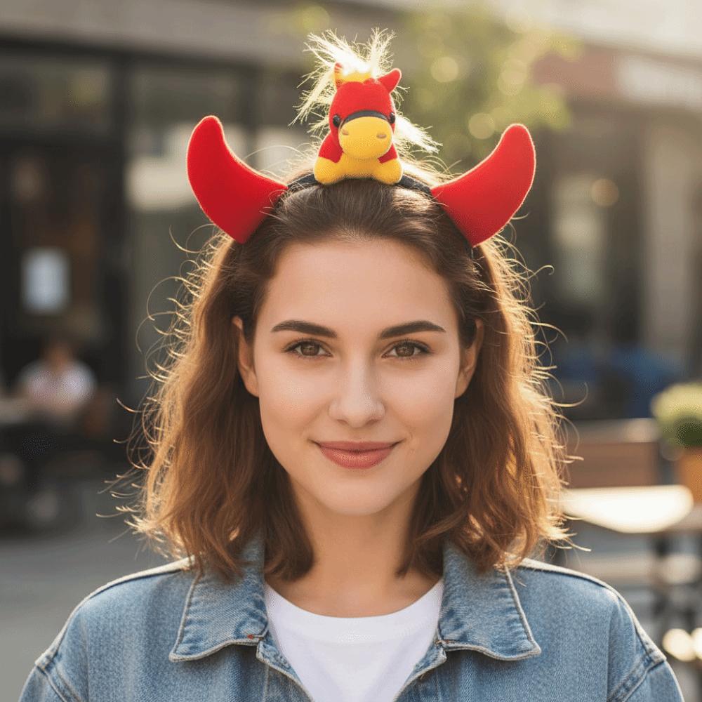 Cartoon New Year Headband Mascot Plush Horse Headband Sweet Horse Hair Hoop Party Decoration