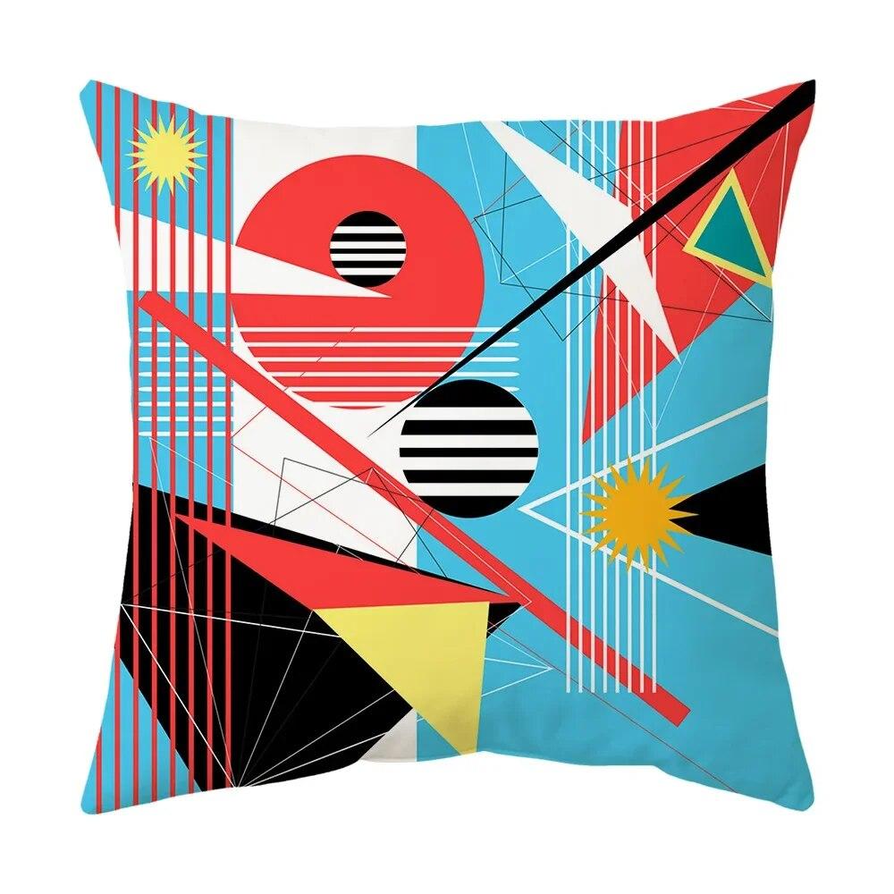 Colorful Geometric Abstract Pattern Printed Pillowcase, Sofa Cushion Cover, Office Car Decoration, Personalized Home Decoration