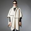 Sciarpa Mantella da Donna con Cuciture a Contrasto con Sciarpa Coordinata, Poncho Avvolgente Liscio Largo per Autunno Inverno