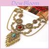 Ethnic Vintage Alloy Necklace With Geometric Pendant And Water Wave Chain For Women