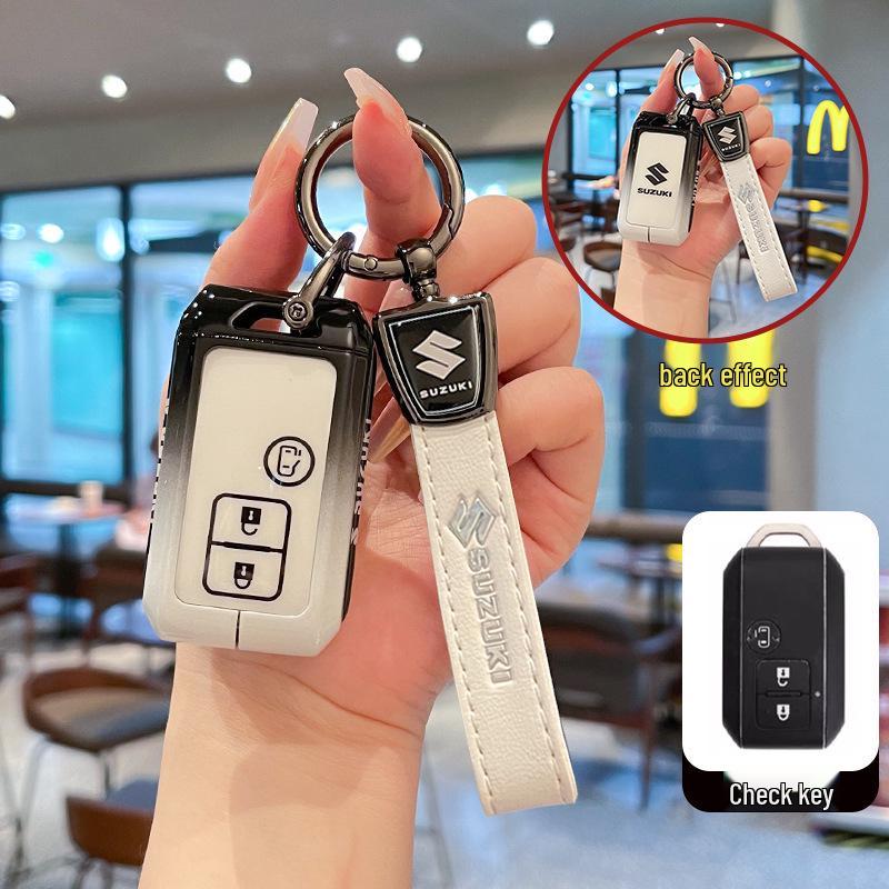 Metal Leather Keychain Shell for Suzuki Hustler, XL7, Solio, Mini Cars