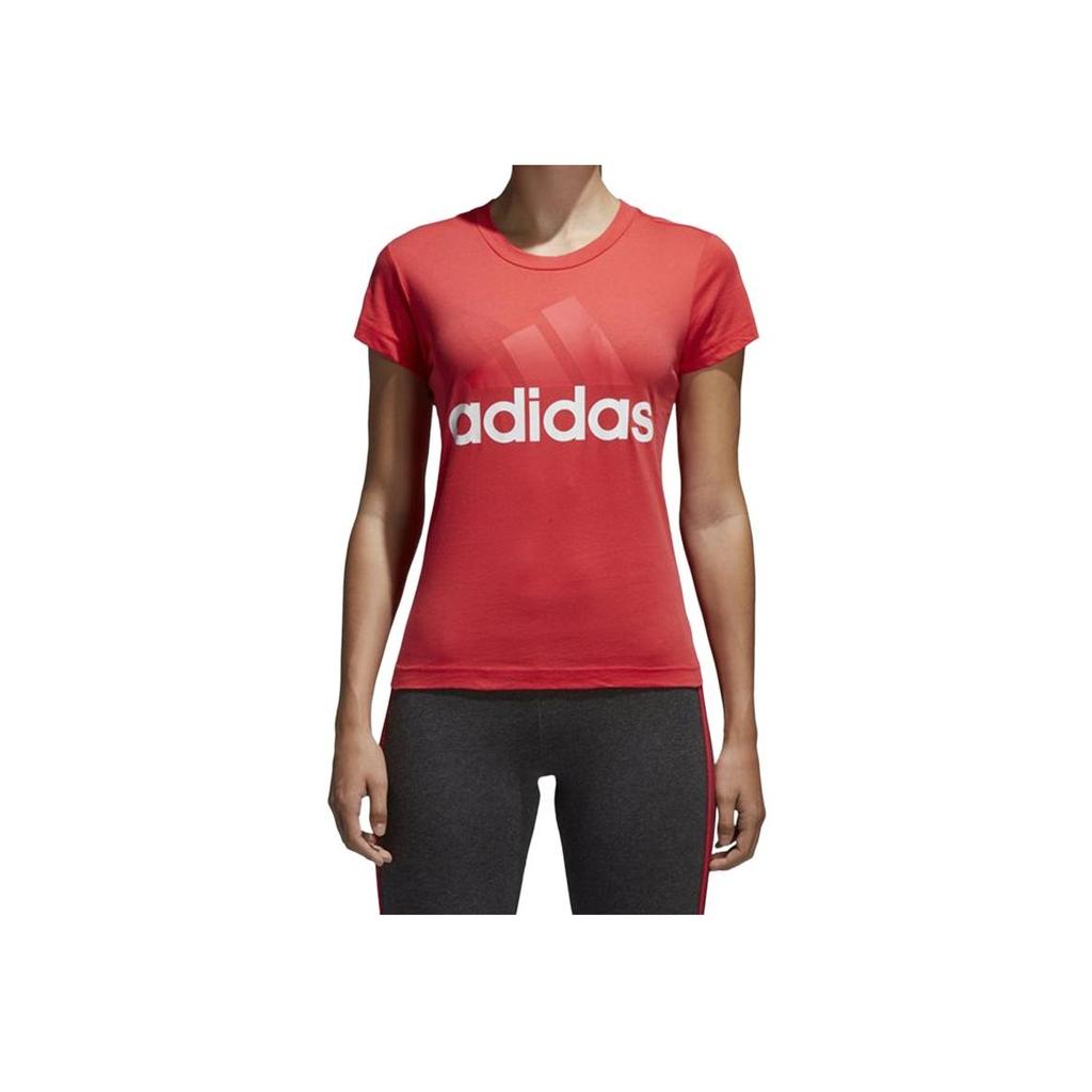 Adidas Classic Big Logo Print Short Sleeve T-Shirt Women Tops Natural-Coral-Pink CF8822