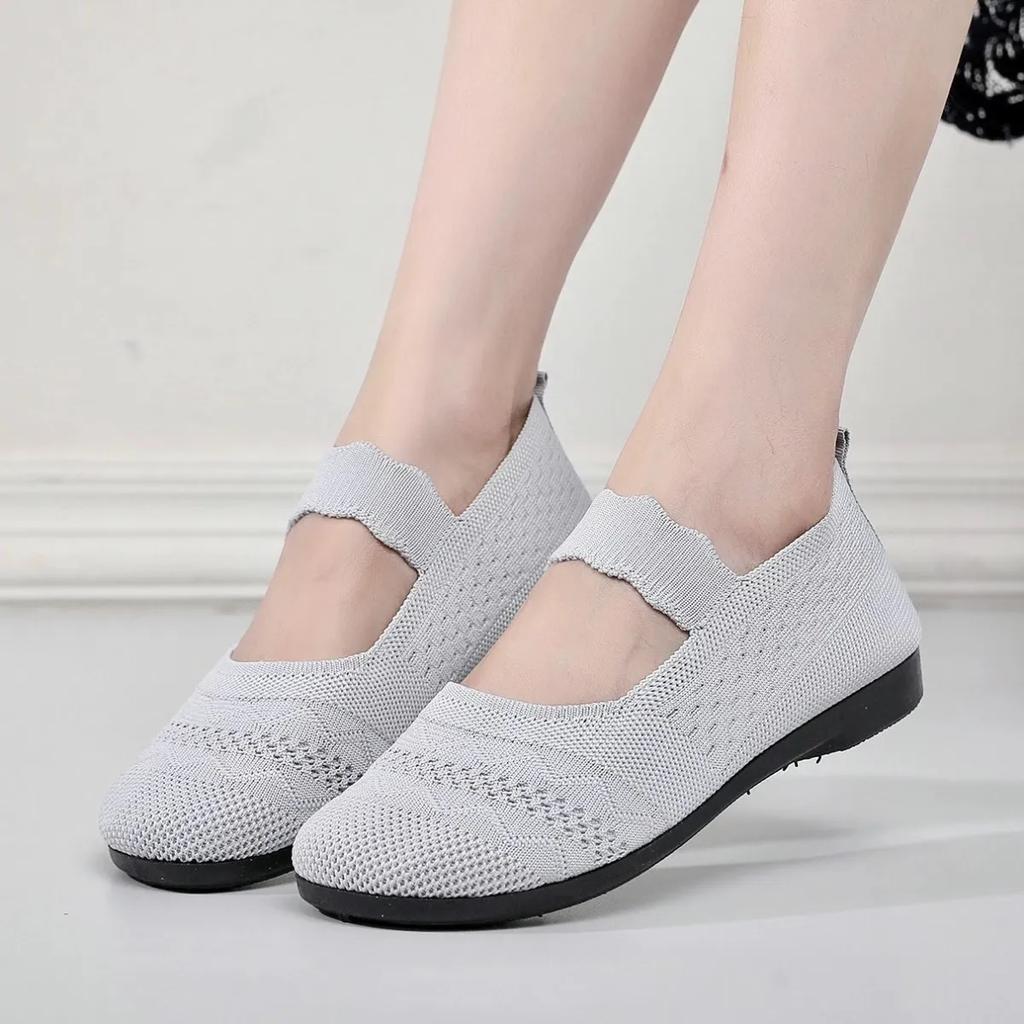  Women Fashion Light Weight Spring & Summer Mesh Breathable Anti Skid Flat Shoes Lady Casual Black Work Shoes Ab355