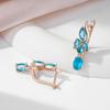 Water Blue Zircon Dangle Earrings For Women Rose Gold Color Long Earrings Fine Jewelry Gift