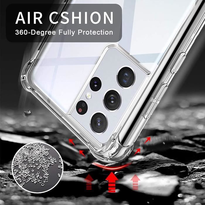 Coque et Verre Trempé - Samsung - Galaxy S21 Ultra - Protection Caméra Arrière - Souple - Slim